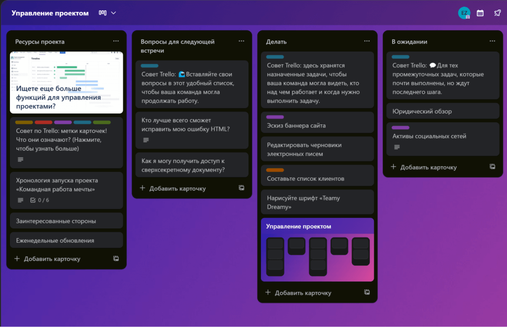 Модель Sccrumban в Trello